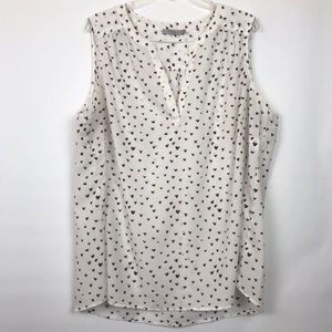 Water color heart, b neck sleeveless top